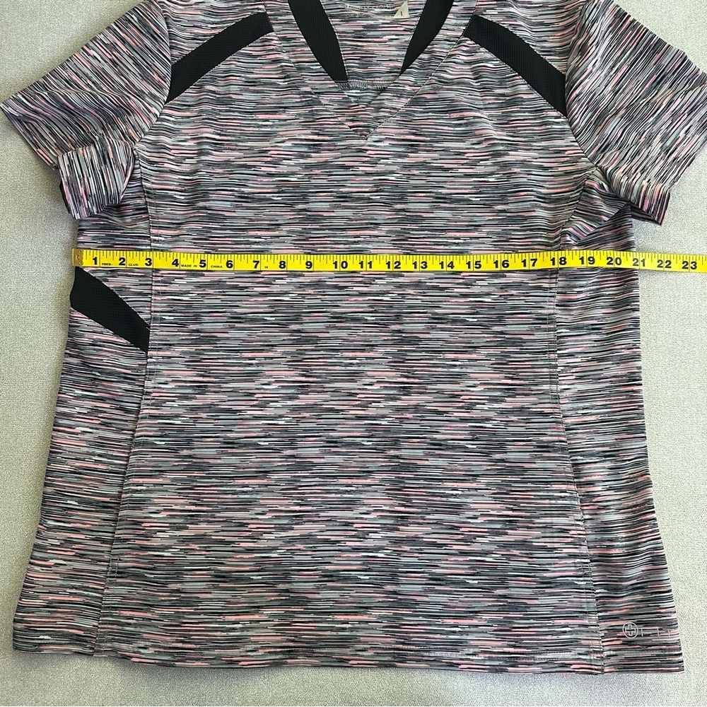 White Cross Fit V Neck Scrub Top. Pink Space Dye. Large. - Picture 3 of 5